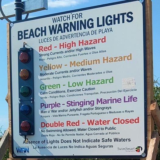 Oak Island Beach Warning Light Signs