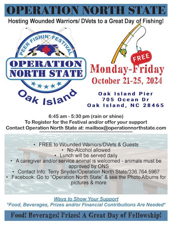 Peer Fishing Festival Wounded Warriors DVets Event Oak Island NC